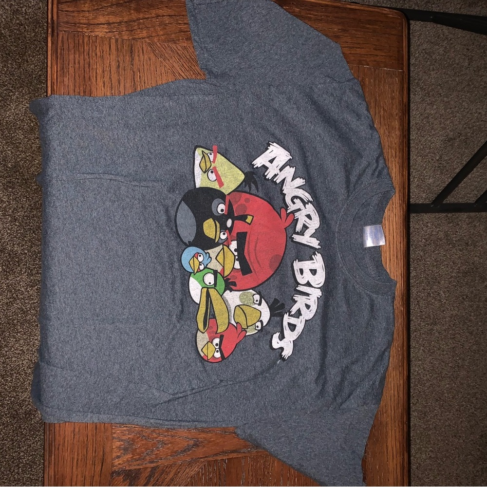 Gray Angry Birds Graphic T-Shirt